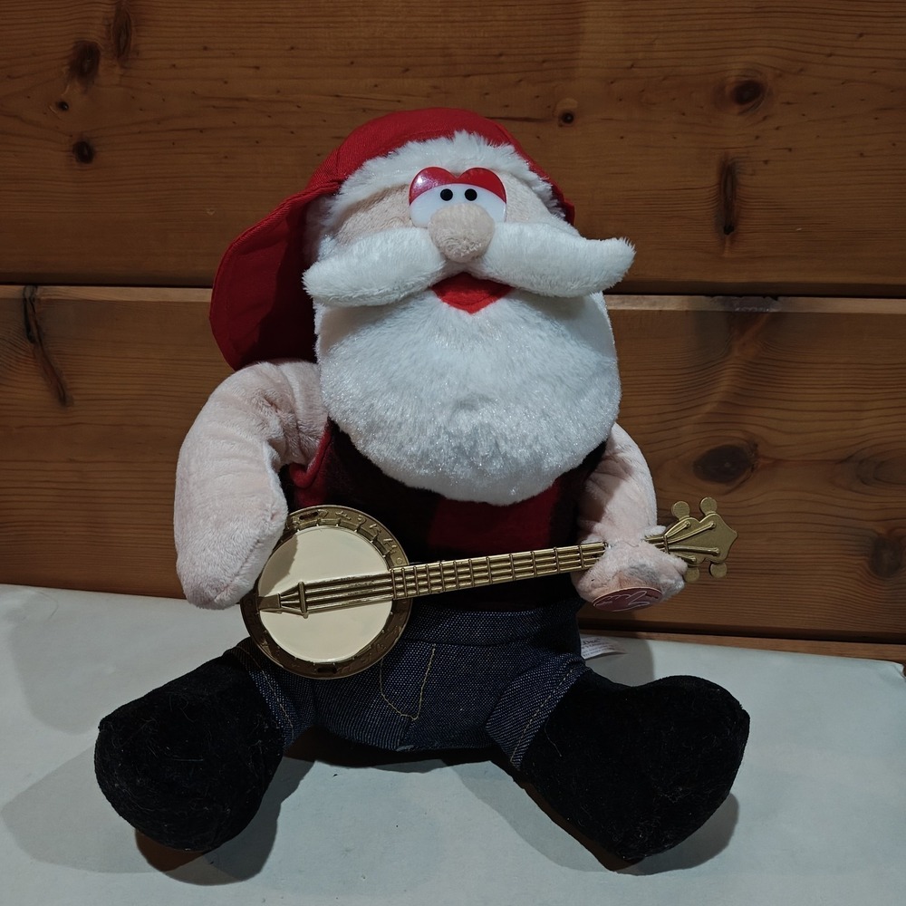 Dan Dee Singing Guitar Playing Stuffed Santa Vintage‎ Christmas Plush Banjo F31